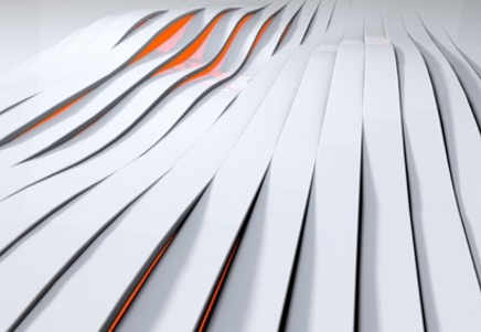 Abstract white flowing strips with orange glow, symbolising the AI business revolution and Microsoft's copilot launch