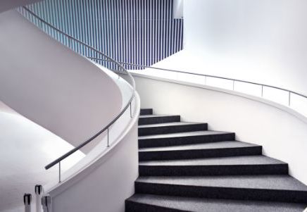 Modern spiral staircase, symbolising Lenvi's launch of a new FinTech platform at Finovate Europe